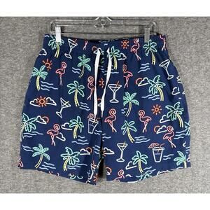 Chubbies Blue Swim Trunks with Tropical Print